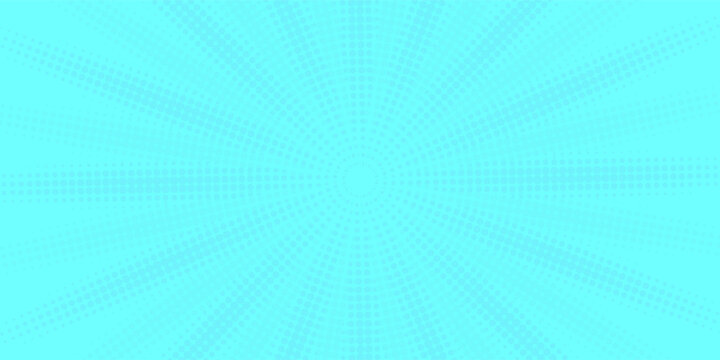 Anime explosion background with radial lines - dynamic starburst with speed motion effect. Blue and white halftone pattern for superhero action in manga comic book style. Stylized decorative bg.