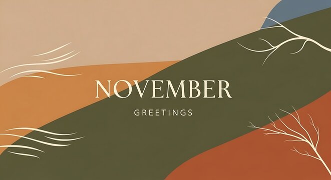 November greetings abstract seasonal design with organic shapes