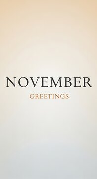 November greetings announcement vertical design with elegant typography