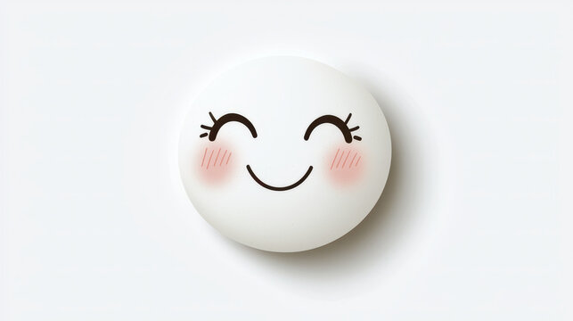 Cute cartoon face with shy smile and rosy cheeks, conveying cheerful and playful emotion