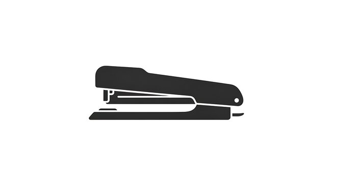 A simple black stapler isolated on white background in a minimalist style office supply icon ai generated