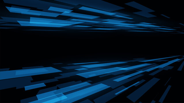 Dynamic blue lines pulse across deep black space