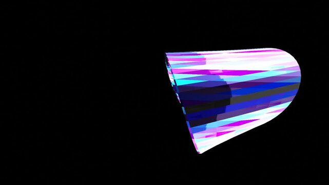 10 seconds seamless looping vertical turning rotating mobius strip that separates into two strips soothing calming  black background animation screensaver visualizer HD video