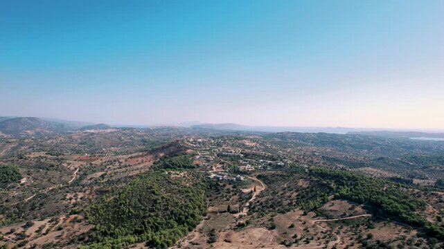 Porto Heli, Peloponnese, Greece - April 17, 2026: Remotely controlled drone captures picturesque seaside panoramas