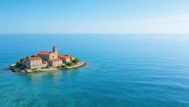 Island with church in the sea