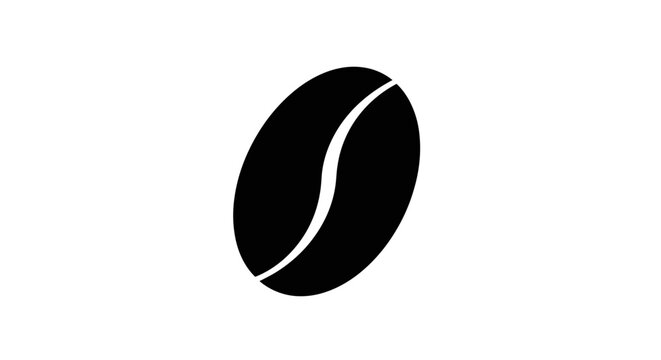 Single Black Coffee Bean Icon Isolated on White Background.