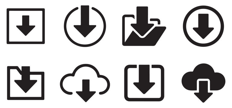 File folder and cloud download icon set for mobile application storage and data management. vector illustration eps 10
