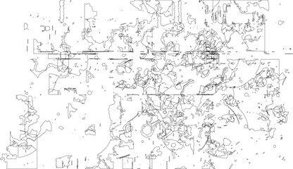 Obraz premium Abstract World Map Background with Black Ink Splatter Line Art