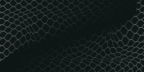 Fishing net seamless pattern. Soccer and football gates mesh. Fishnet texture. Basketball hoop and hockey net pattern. Sportswear texture. Chain link fence. Vector illustration on black background. © Rania