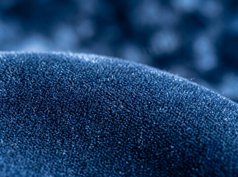 Deep Blue Velvet Fabric Macro Abstract Texture Background