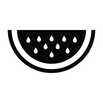 Watermelon Half Icon Black and White