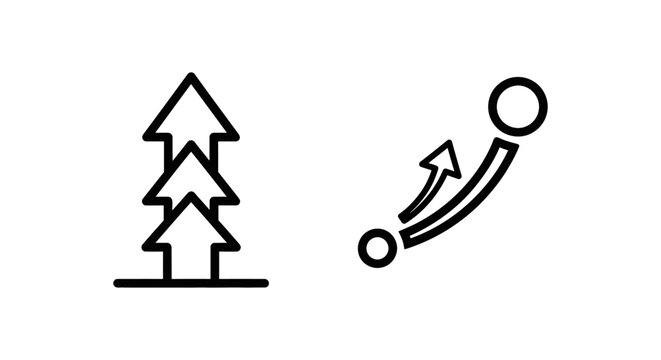 Content escalation and escalation path icons with escalation increase progress development advancement promotion business strategy isolated background movement direction trajectory