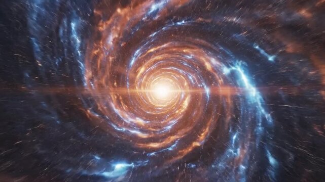 Fiery Cosmic Vortex Swirling with Blue Energy
