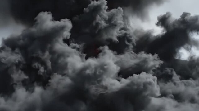 Volcanic Eruption Unleashing Fiery Ash Clouds