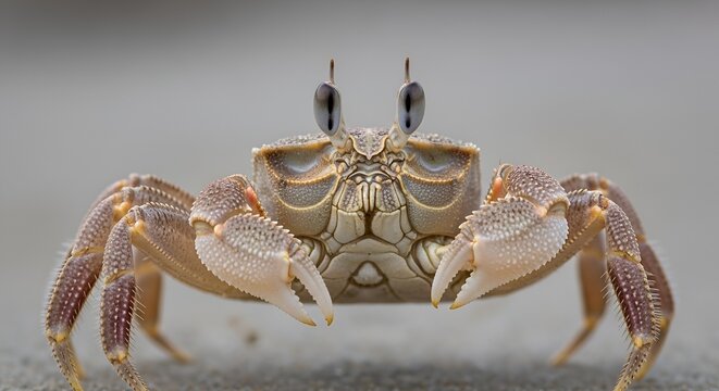Close-up of a Ghost Crab on Sand, Macro Wildlife Photography