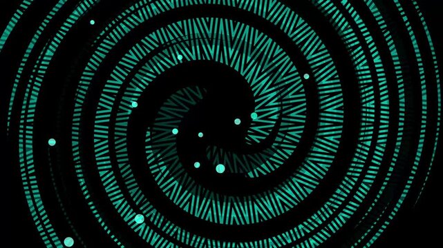 Monochrome spiral vortex with patterned rings background animation