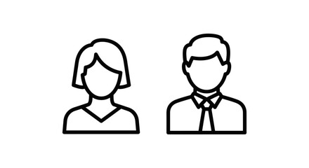 Fototapeta premium Male and female user profile icons with usage alert text for digital systems notification identity anonymous silhouette headshot minimalist illustration business technology application