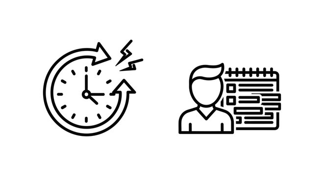 Schedule crunch and stress icons showing time pressure and workload management issues with schedule deadline pressure workload management minimalist illustration business employee overwork