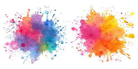 Fototapeta premium Modern watercolor set paint splash design. colorful rainbow artistic brush collections texture and creative vector background.