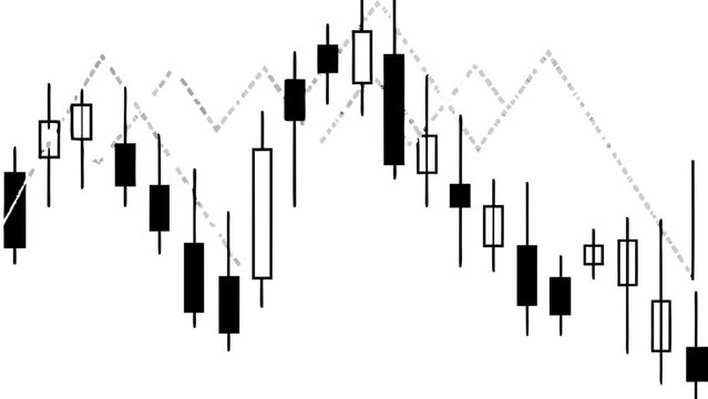 candlestick chart illustration in black and white financial data visualization