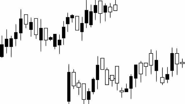 candlestick chart illustration in black and white financial data visualization