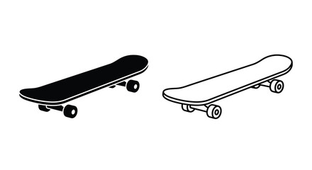 skateboard silhouette and line drawing high quality professional © MST