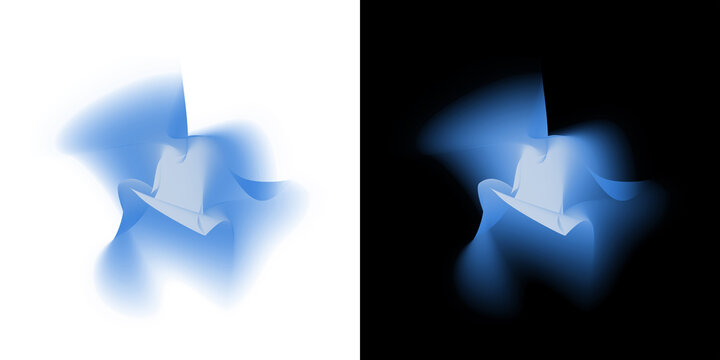 Abstract blue folded glow shape light overlay on transparent background