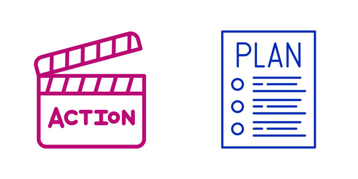 Film Clapperboard and To-Do List Icons isolated on transparent background