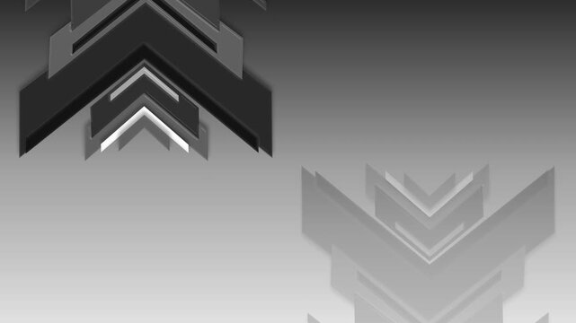 Minimal shape geometric chevron background animation, Abstract geometric background with layered chevrons and mirrored reflection