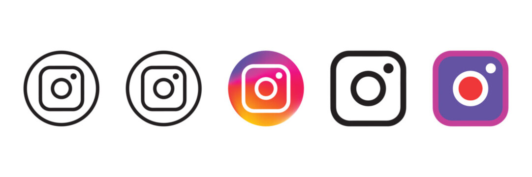 Instagram Icon Set Collection - Social Media Logo Gradient Outline Glyph Vector