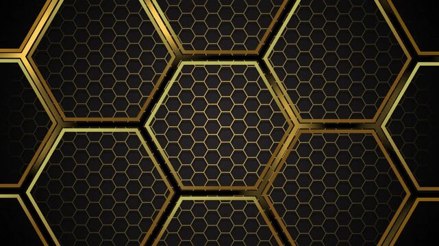 Luxurious dark gold honeycomb hexagon pattern background animation