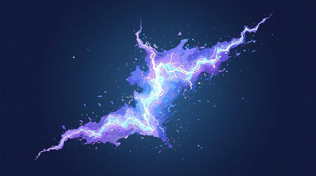 Two illustration backgrounds of electric energy explosions with blue flashes
