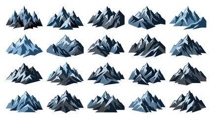 Fototapeta premium Set of cartoon style geometric mountains, vector illustration