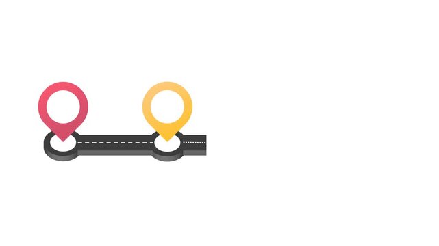 Animated Roadmap Timeline Infographic with Colorful Location Pin Markers