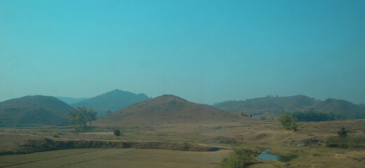 Fototapeta premium View of Mountains and Village, Natural Scenery, Enchanting View, Mountain View