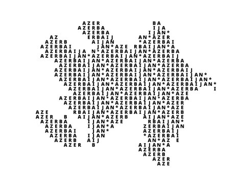 Typographic Map of Azerbaijan with a pattern of capital letters only showing the english name of the country