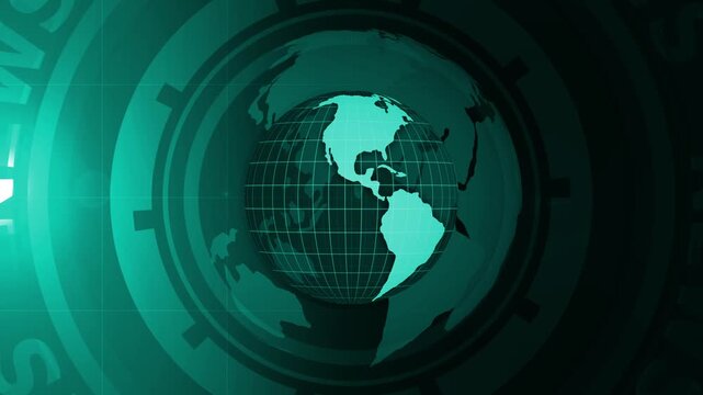 Digital globe with grid and radar rings background animation