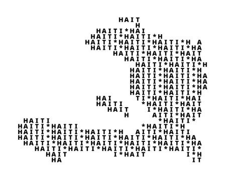 Typographic Map of Haiti with a pattern of capital letters only showing the english name of the country
