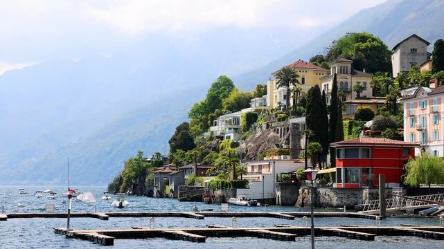 historic ascona on the lago maggiore in switzerland 4k video