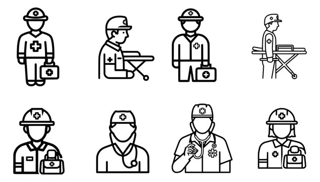 paramedics vector icon sheet