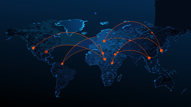 world map with network connections digital global communication illustration high quality