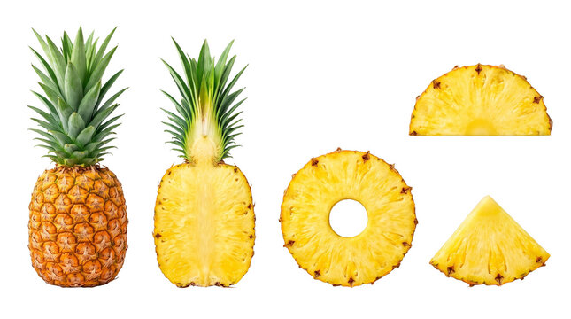 Pineapple Slices Assortment Isolated on Transparent Background PNG
