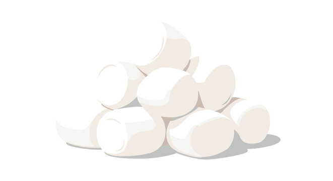 Large pile of soft white marshmallows is stacked together on a white background, perfect for desserts, snacking, or adding to hot cocoa.