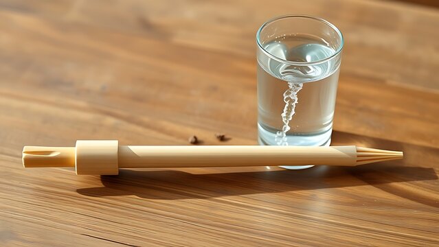 siphon. Hollow reed demonstrating siphon principle with water flowing through. STEM education sheets, lab safety posters, designed for STEM education and laboratory safety posters.
