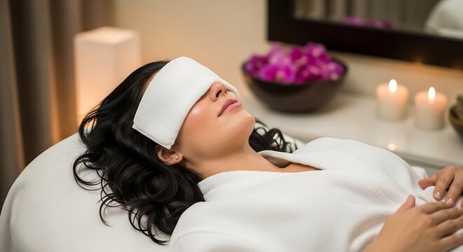 Relaxing Spa Day - Woman Enjoying a Facial Treatment.