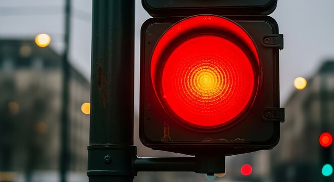 Red Traffic Light - A Signal to Stop and Wait.