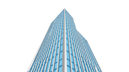 Fototapeta premium A sleek skyscraper rises high into the sky with a facade of blue windows and gray accents