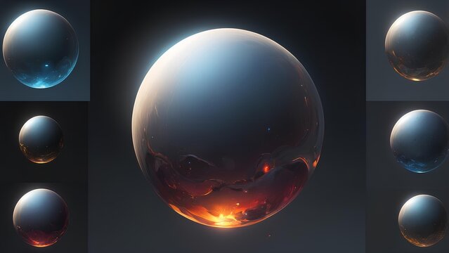 Abstract glowing orb with molten core and celestial light effects, representing cosmic creation and energy