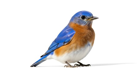 Obraz premium Eastern Bluebird Isolated on White Background - Beautiful Songbird