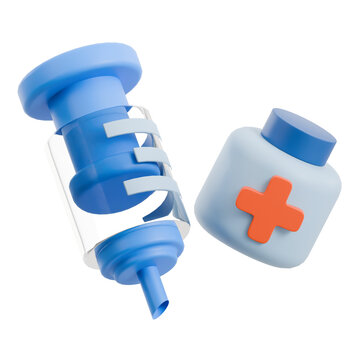 Medical syringe and bottle with cross symbol for healthcare and vaccination.